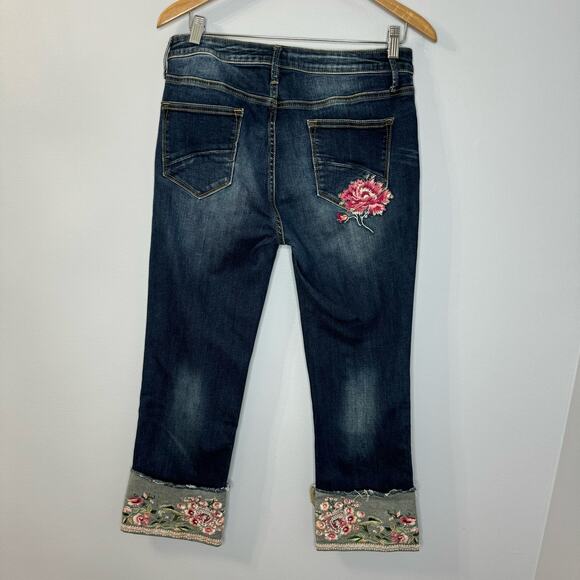 DRIFTWOOD Colette Embroidered Floral Cropped Jeans High Rise Women's 31 - Picture 10 of 11